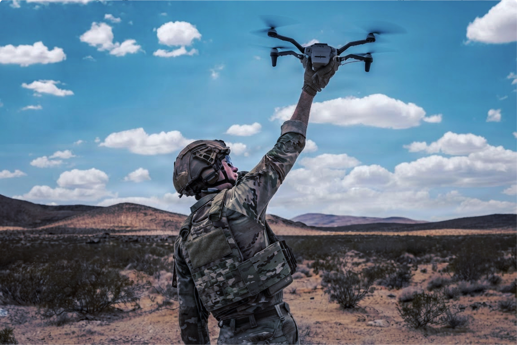 Drone release in the desert
